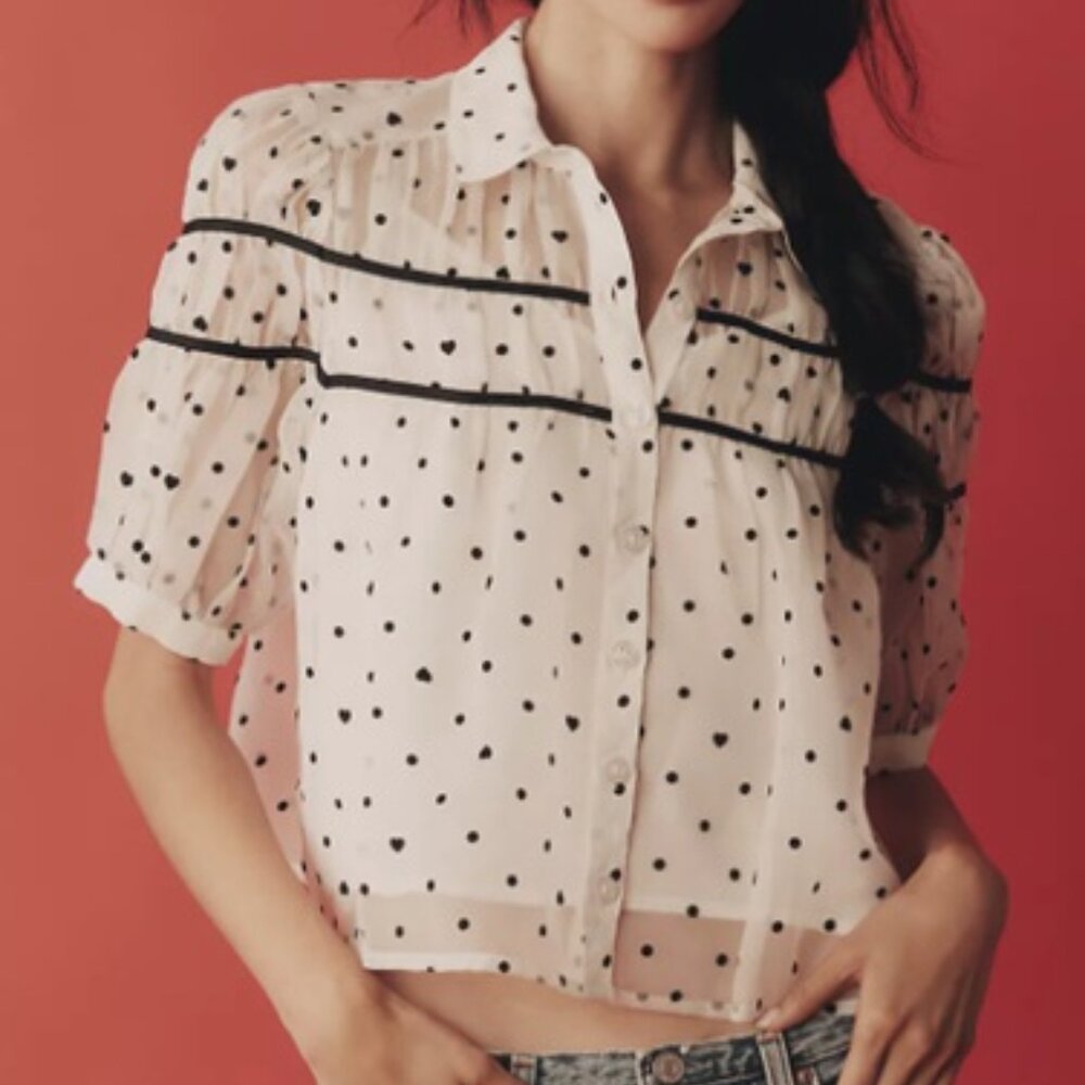 Maeve Leandra Shirred Blouse NWT